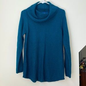 SOLD || Teal cowl turtleneck sweater